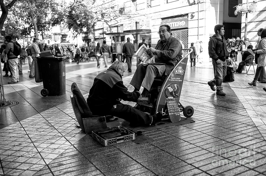 Shoeshine in Santiago Chile Photograph by John Rizzuto