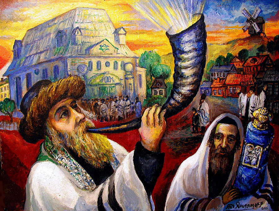 Shofer, Welcoming In Rosh Hashana Painting by Ari Roussimoff
