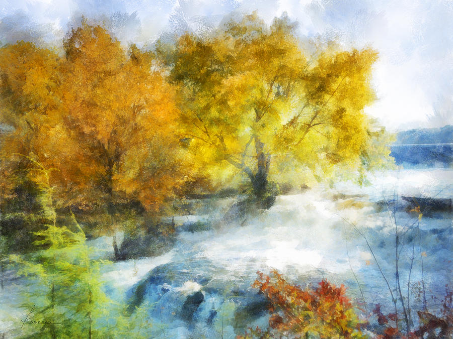 Shohola Falls Autumn Digital Art by Frances Miller