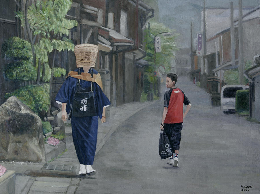 Shonen to Komuso Painting by Masami Iida