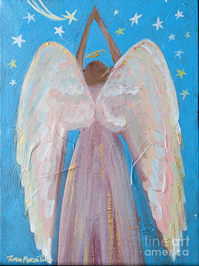 Wings Painting - Shooting Star Angel by Robin Pedrero