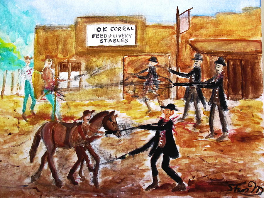 O.k. Corral Painting - Shootout at the O.K. Corral by Stanley Morganstein