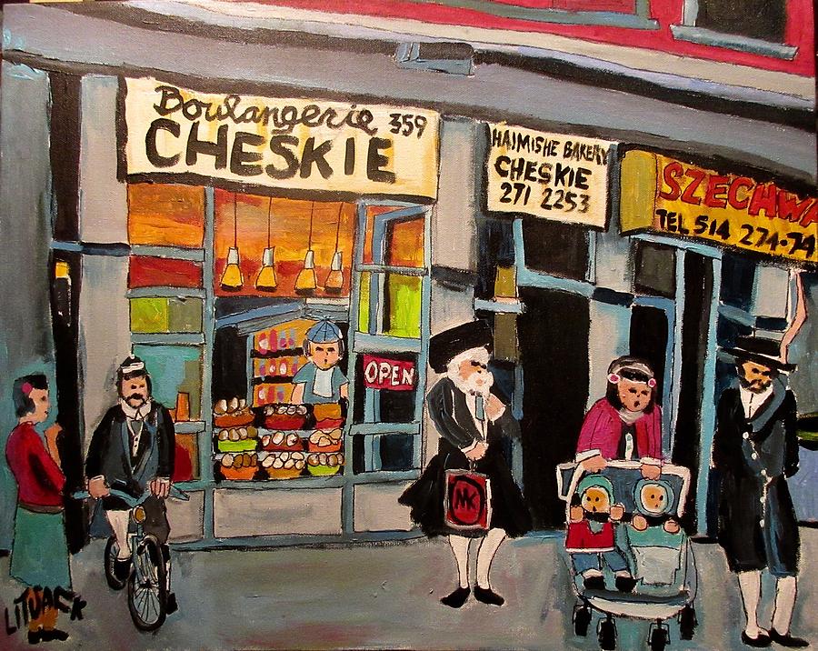 Shopping At Cheskie on Bernard Painting by Michael Litvack