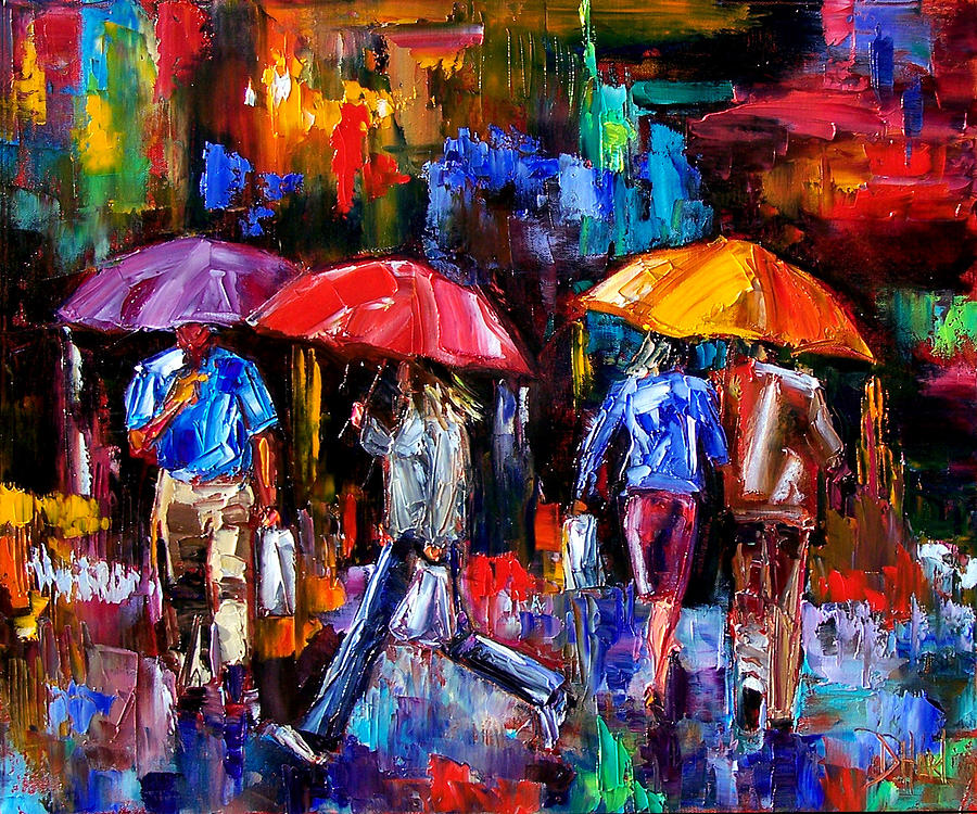 Umbrellas Painting - Shopping Bags by Debra Hurd Umbrellas Painting - Shopping Bags by Debra Hurd