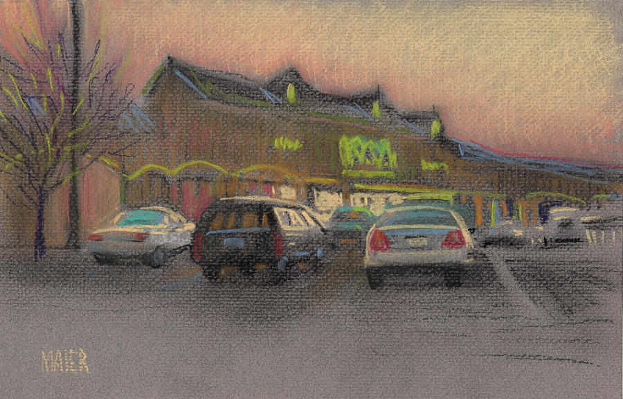 Grocery Shopping Drawing - Shopping Center by Donald Maier