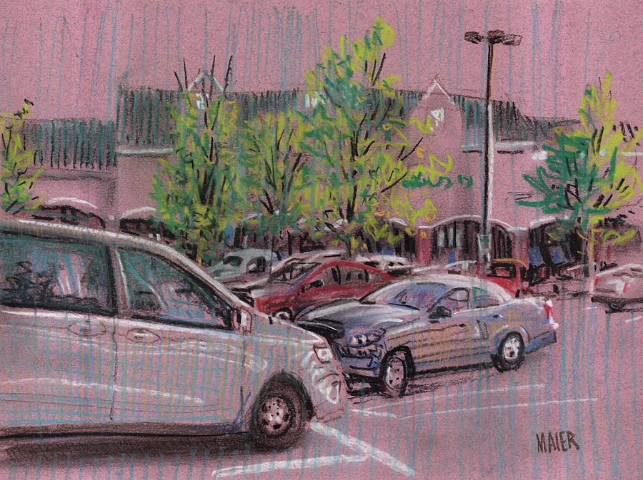 Parking Drawing - Shopping Day by Donald Maier