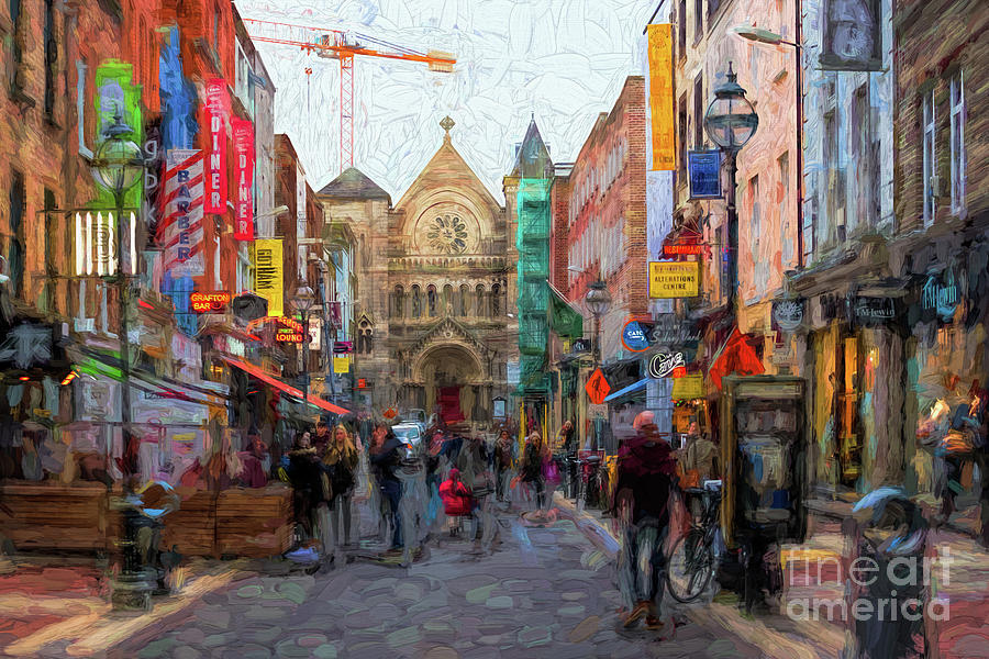 Shopping in Dublin Digital Art by Les Palenik