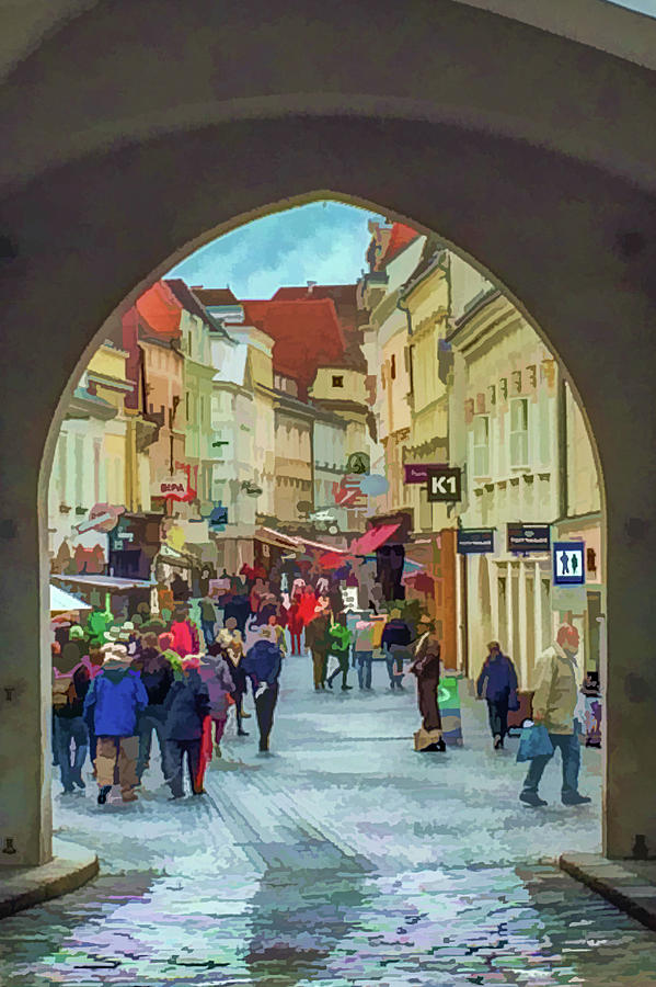 Shopping in Krems Digital Art by Lisa Lemmons-Powers