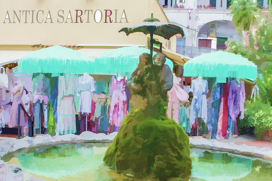 Shopping in Positano Digital Art by Lisa Lemmons-Powers