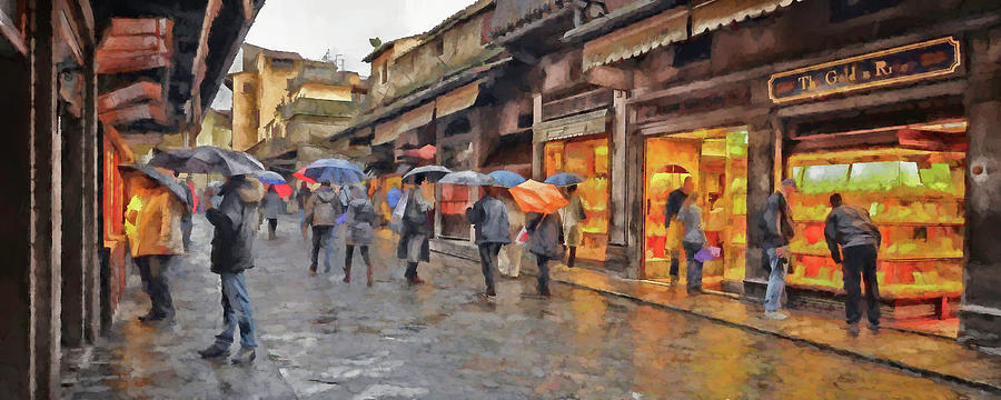 Shopping In the Rain Digital Art by Ronald Bolokofsky