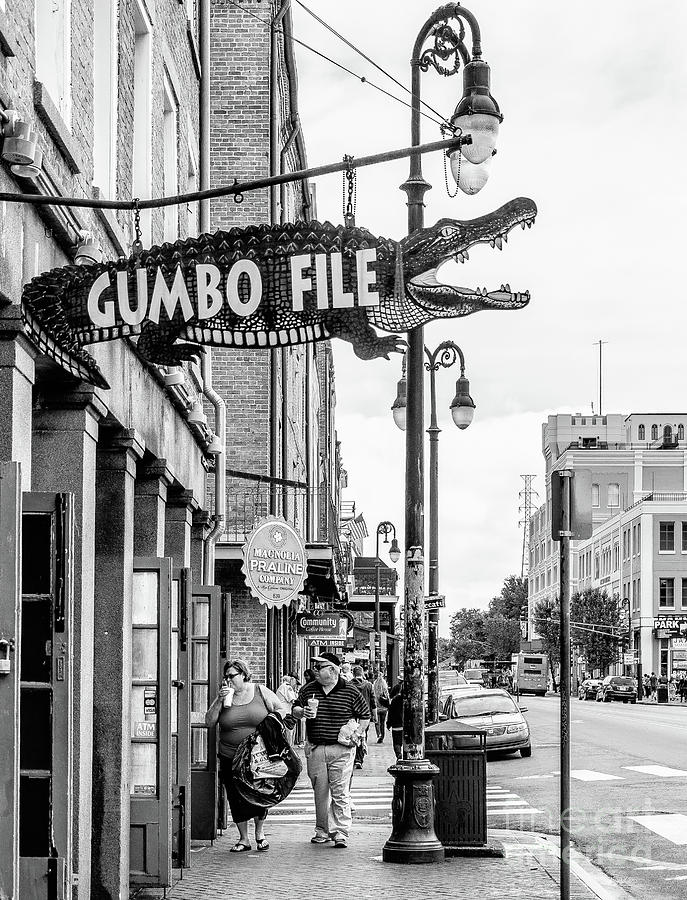 Shopping on Decatur St.- NOLA -BW Photograph by Kathleen K Parker