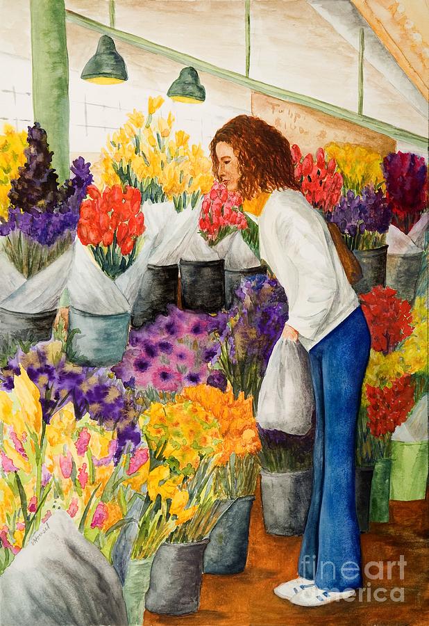 Seattle Painting - Shopping Pikes Market by Vicki  Housel