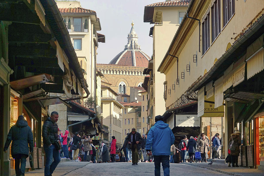 Shops On The Ponte Vecchio Bridge In Florence Italy Photograph by Rick Rosenshein