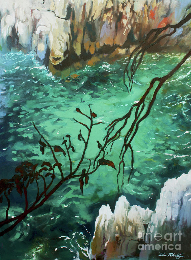 Shore at Cap Ferrat Painting by Lin Petershagen
