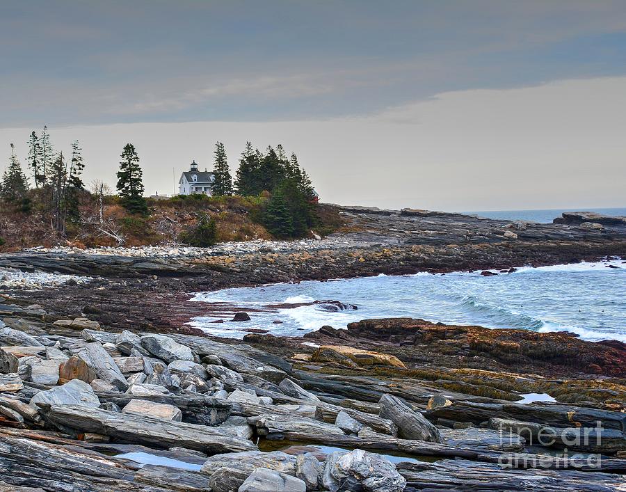 Shore View of Pemaquid Point Lighthouse Photograph by Steve Brown