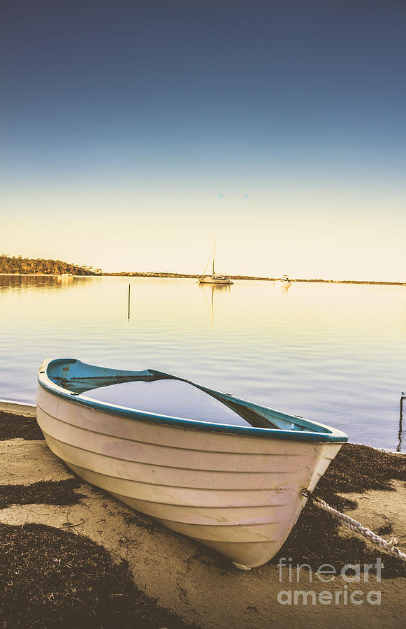 Shored row boat in Tasmania Photograph by Jorgo Photography