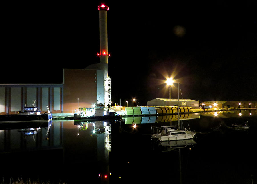 Shoreham Power Station Night Reflection 2 Photograph by John Topman