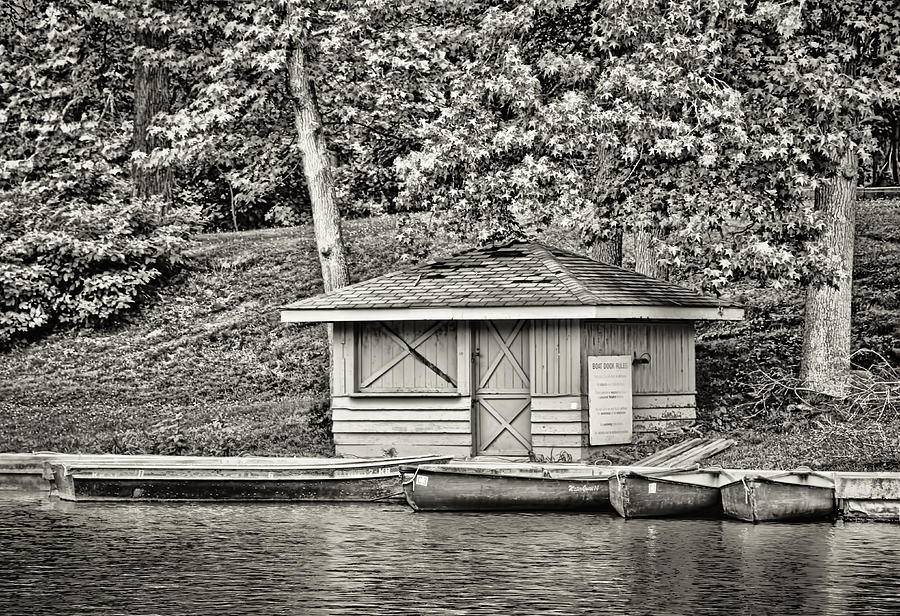 Shoreline Boat Shed and 4 boats - 2a Photograph by Greg Jackson