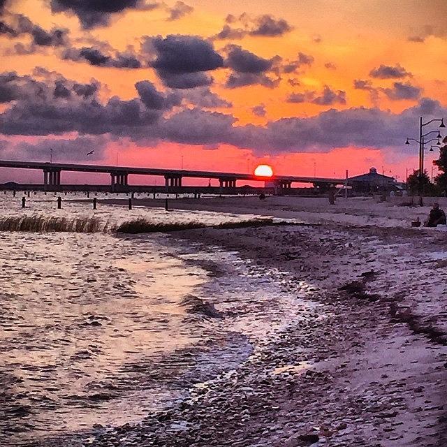 Sunset Photograph - Shoreline Sunset #sunset #beach #water by Joan McCool