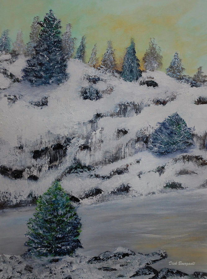 Shoreline Winter Painting by Dick Bourgault