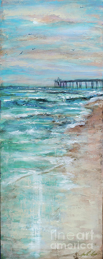 Shoreline with Pier Painting by Linda Olsen