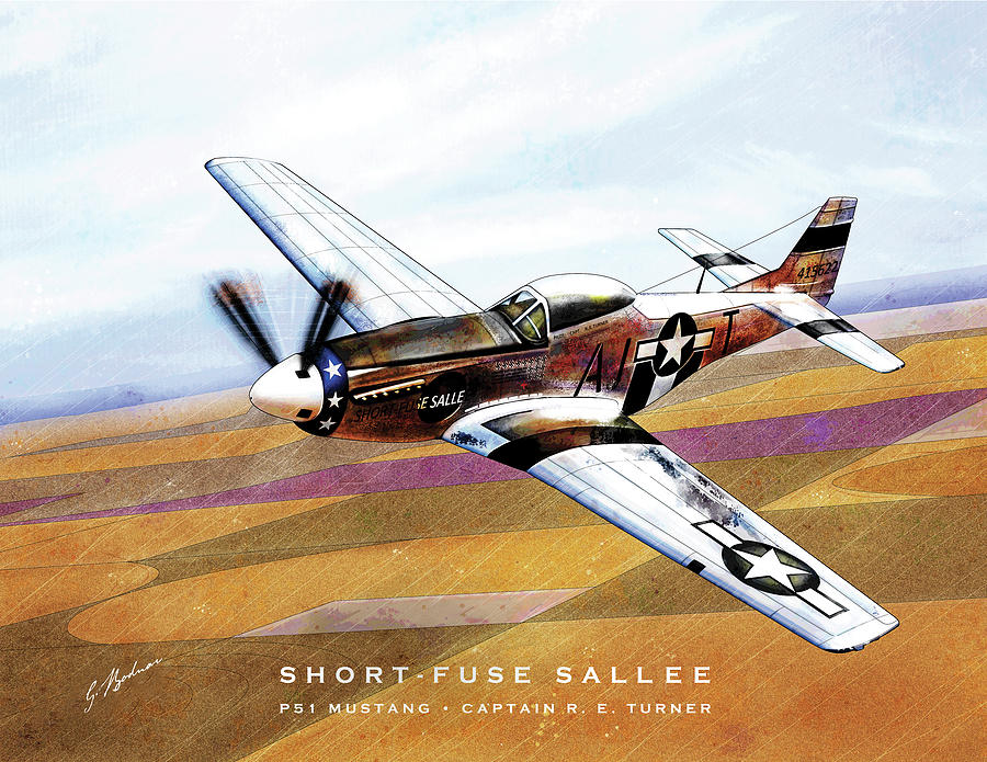 P-51 Mustang Digital Art - Short-Fuse Sallee by Gary Bodnar