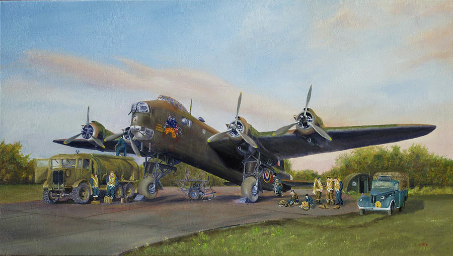 Short Stirling Painting - Short Stirling Bomber No75 squadron by Don Wilkie