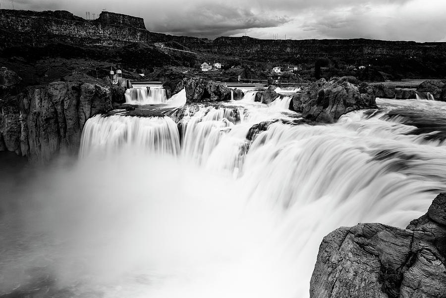 Shoshone Falls in black and white Photograph by Vishwanath Bhat