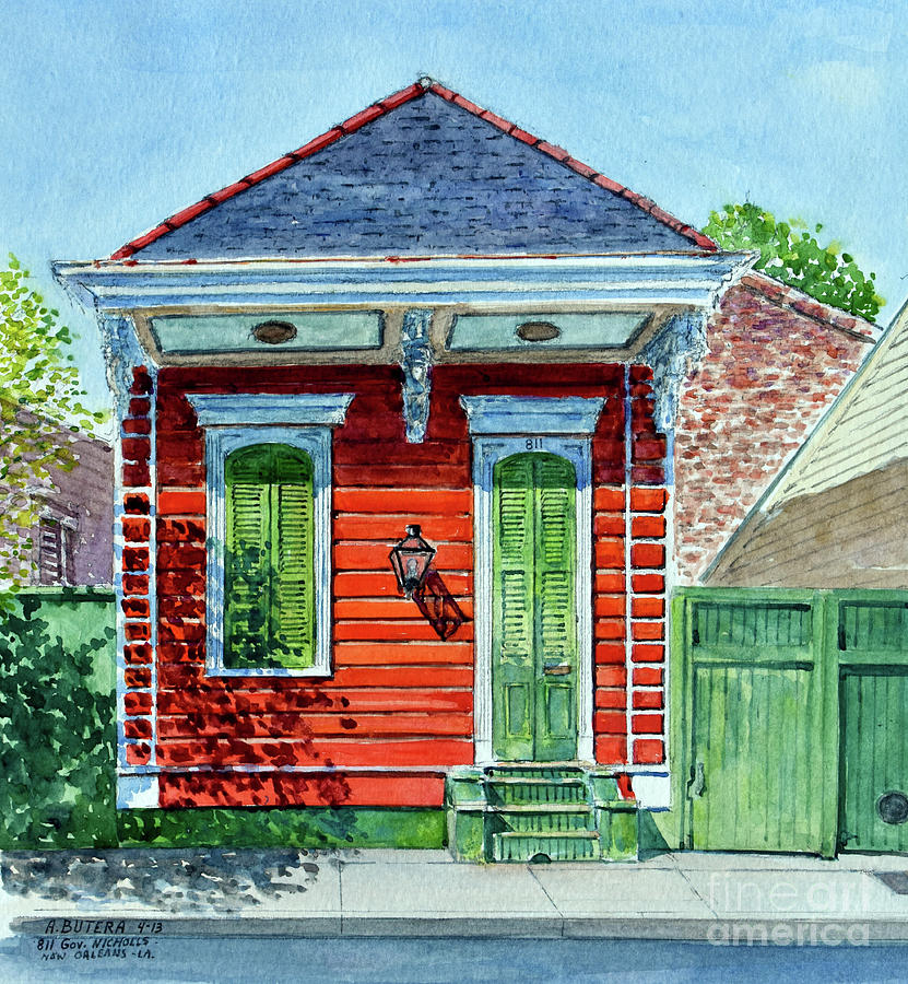 Shotgun House, New Orleans Watercolor Painting By Anthony Butera