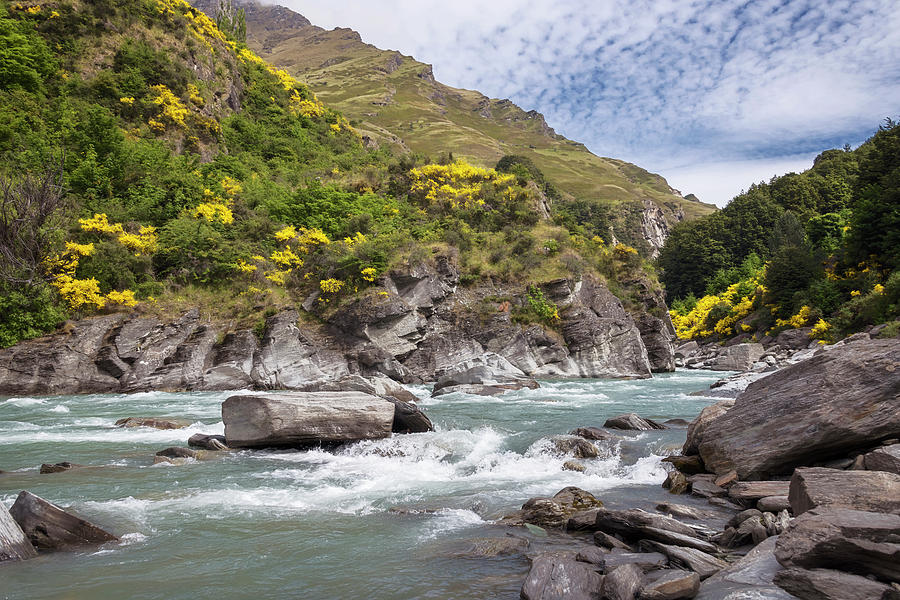 Mountain Photograph - Shotover River Rapids New Zealand by Joan Carroll