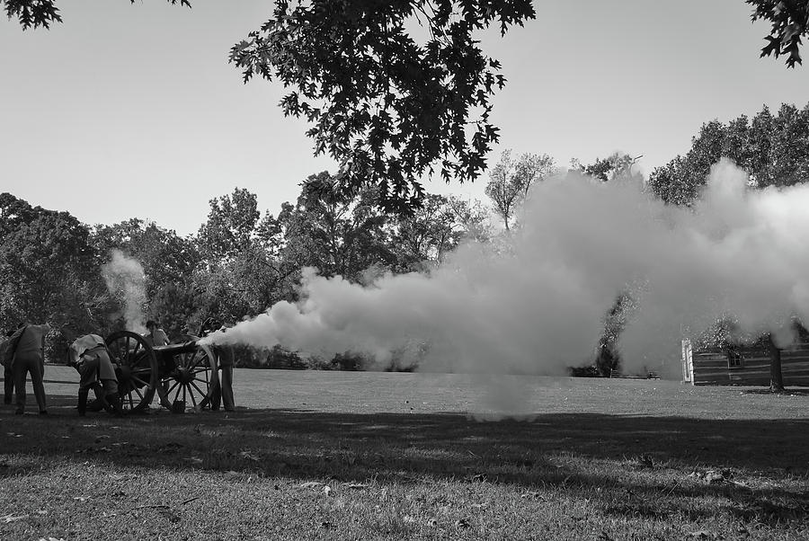 Black And White Photograph - Shots Fired - Prairie Grove Battlefield - Arkansas Black and White by Gregory Ballos