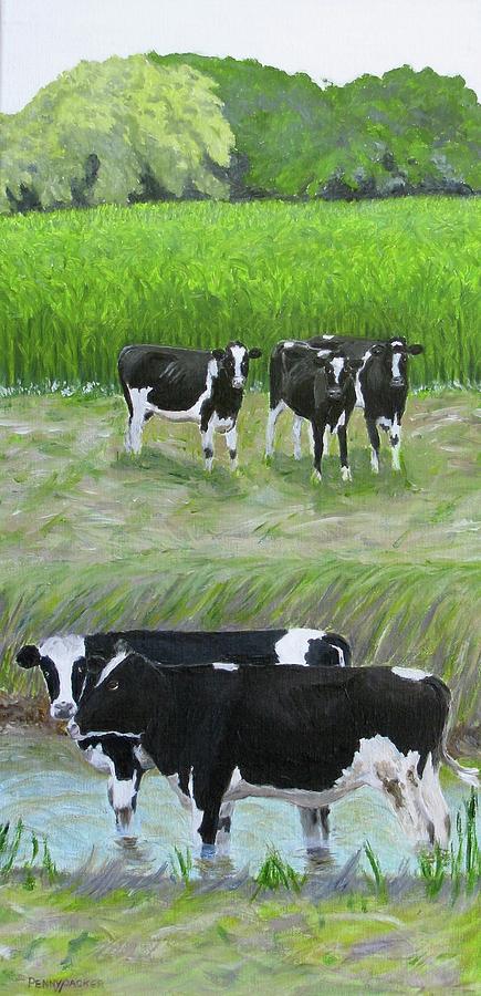 Holsteins Painting - Should We Tell Them? by Barb Pennypacker