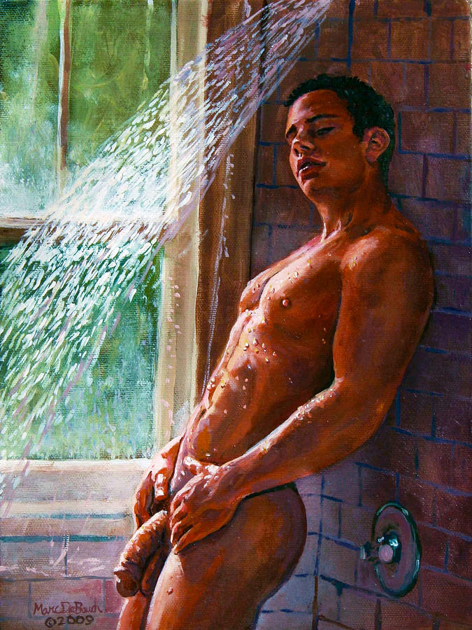 Nude Painting - Shower Seduction  by Marc DeBauch