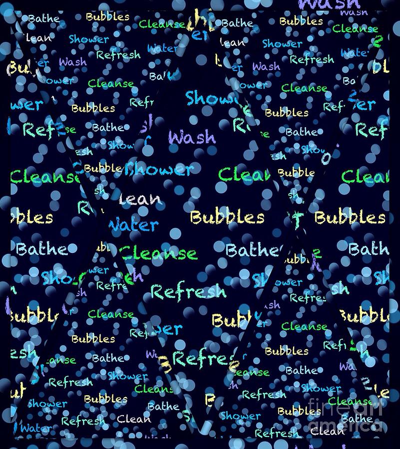 Shower Words Design Digital Art by Joan-Violet Stretch