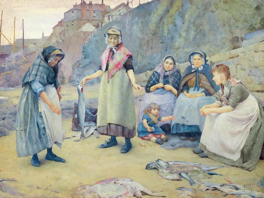 Fish Painting - Showing Fish by Thomas Cooper Gotch