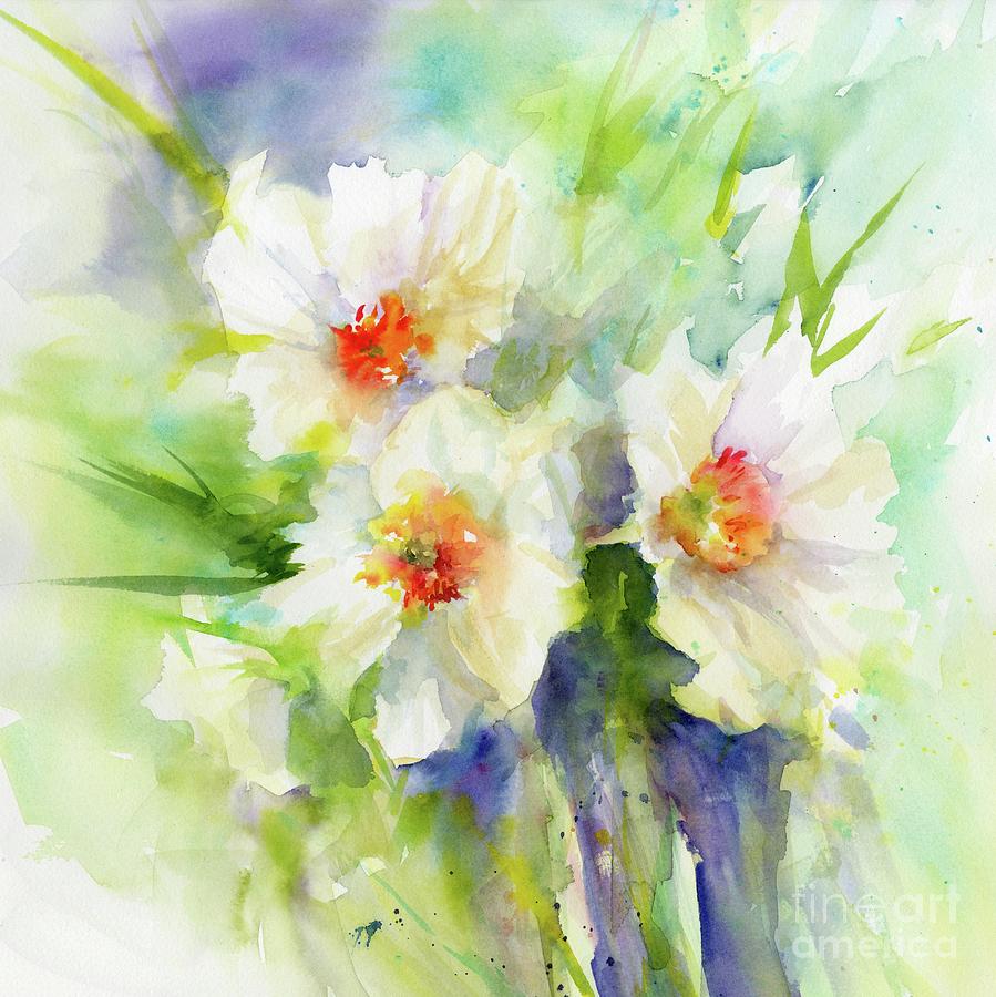Showy Daffodils Painting by Christy Lemp
