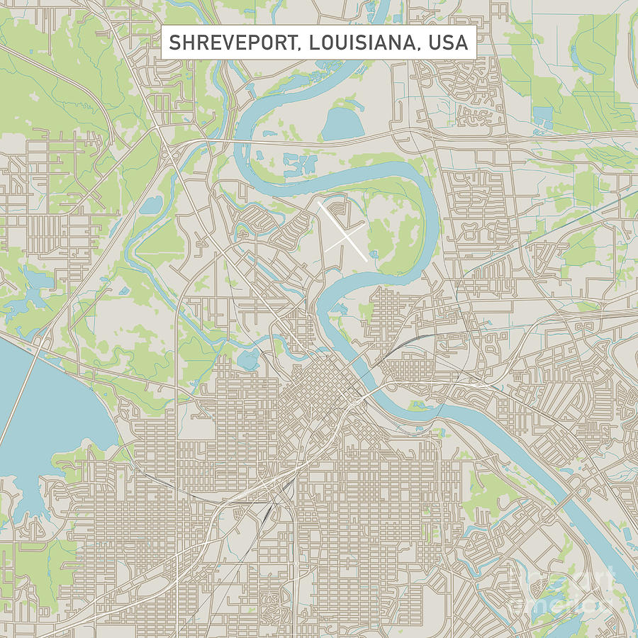 City Digital Art - Shreveport Louisiana US City Street Map by Frank Ramspott