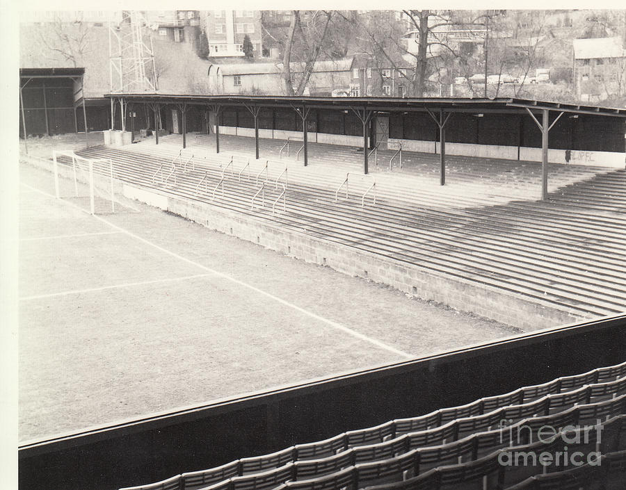 Shrewsbury Gay Meadow Station End 1 BW March 1970 Photograph by Legendary Football Grounds