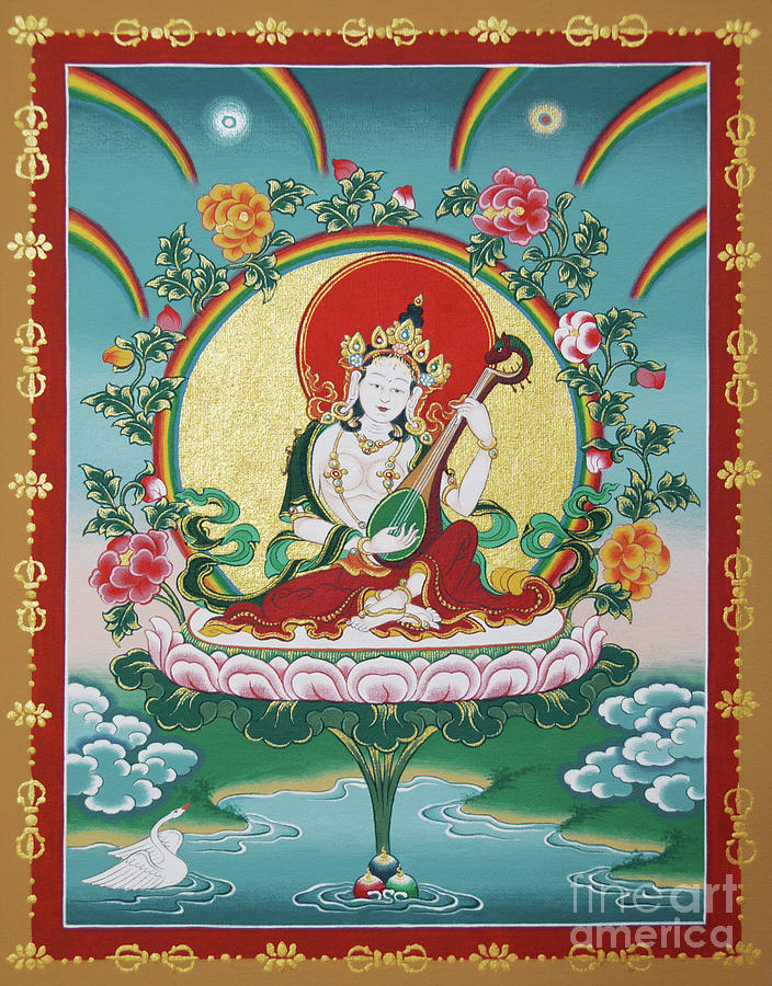 Shri Saraswati - Goddess of Wisdom and Arts Painting by Sergey Noskov