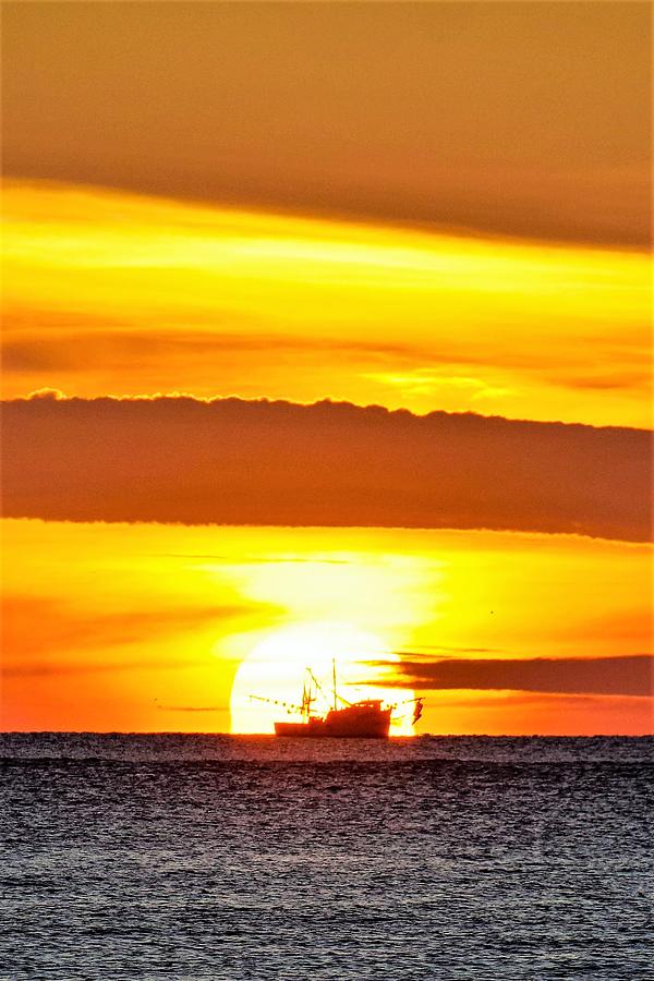Boat Photograph - Shrimp Boat at Sunrise by Mary Ann Artz