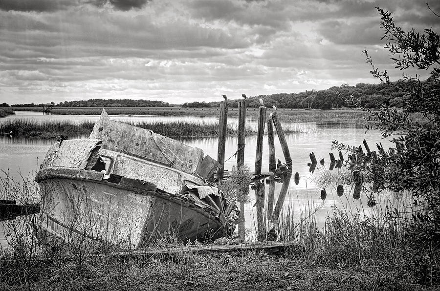 Bird Photograph - Shrimp Boat Graveyard by Scott Hansen