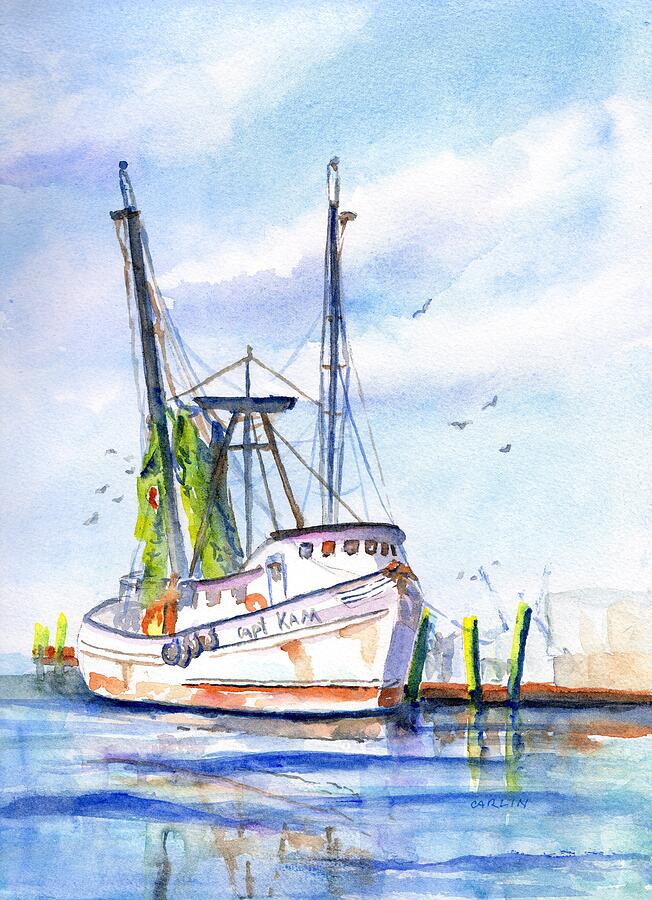 Shrimp Boat Gulf Fishing by Carlin Blahnik CarlinArtWatercolor