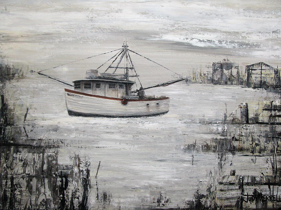 Shrimp Boat Painting by Judy Merrell