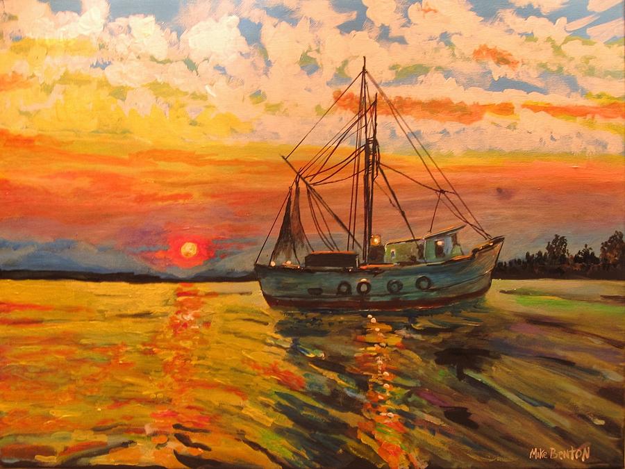 Shrimp Boat Painting by Mike Benton