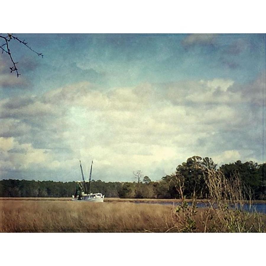 Boating Photograph - Shrimp Boat Moving On Down The Bayou by Joan McCool