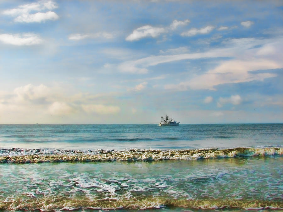 Seascape Photograph - Shrimp Boat Off Kiawah by Amy Tyler