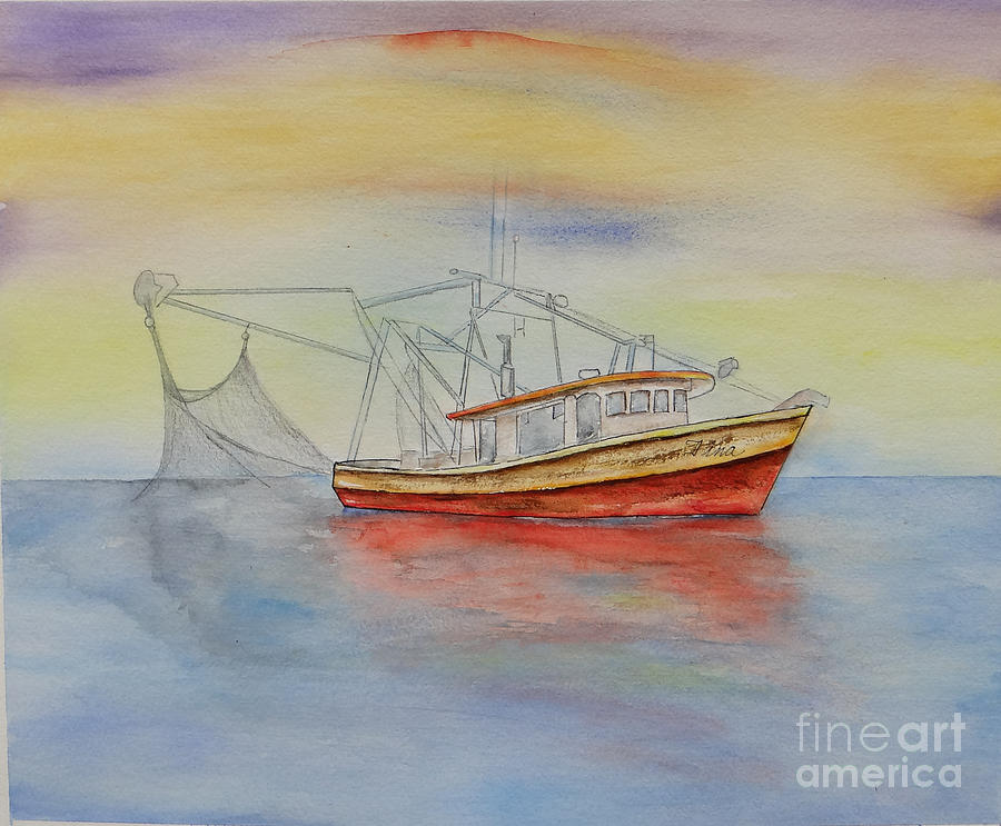 Shrimp Boat on Lake Pontchartrain Painting by Catherine Wilson - Fine ...