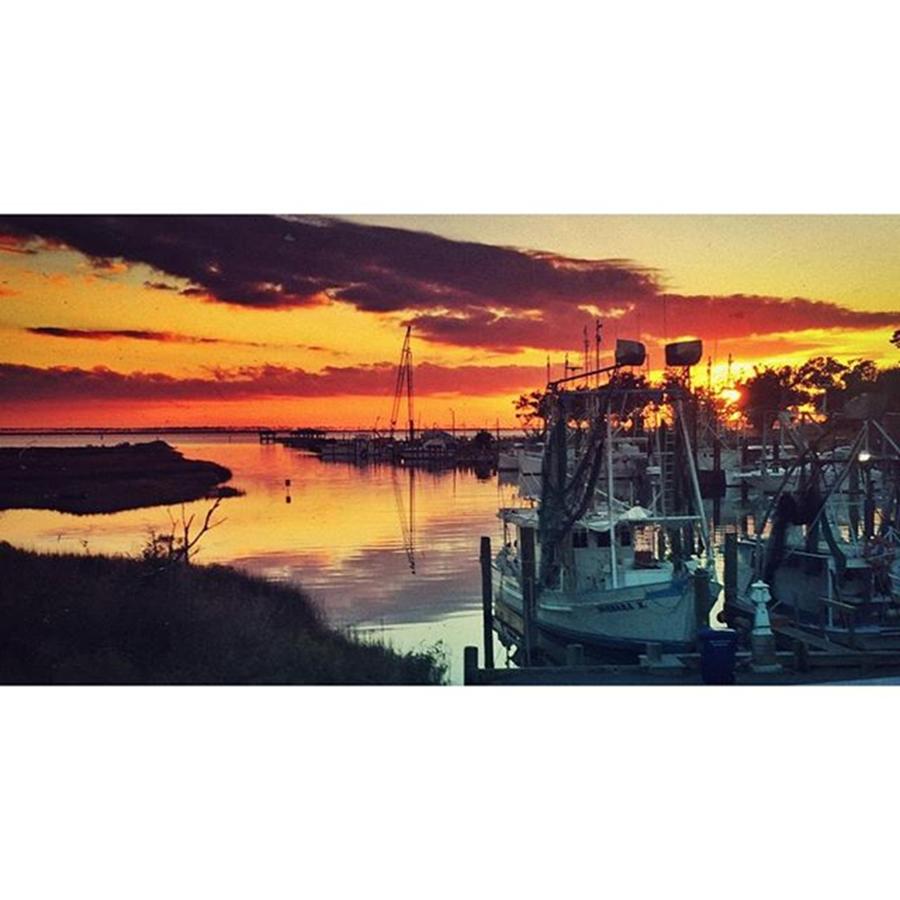 Boat Photograph - Shrimp Boat Sunset #boats #harbor by Joan McCool