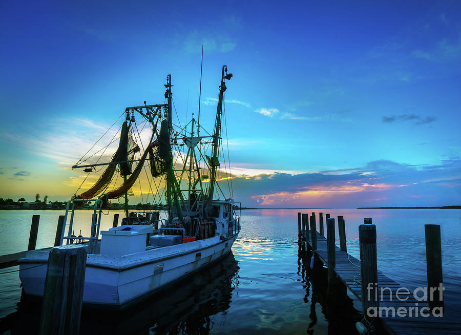 Sunset Photograph - Shrimp Boat Sunset by Jon Neidert