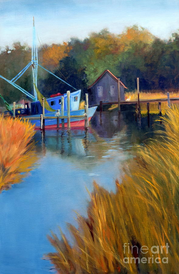Shrimp Boat Painting - Shrimp Boat Waiting by Patricia Huff